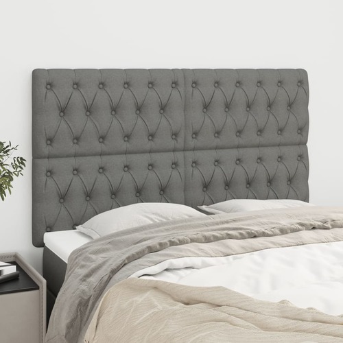 Headboard Dark Grey 144x7x118/128 cm Fabric