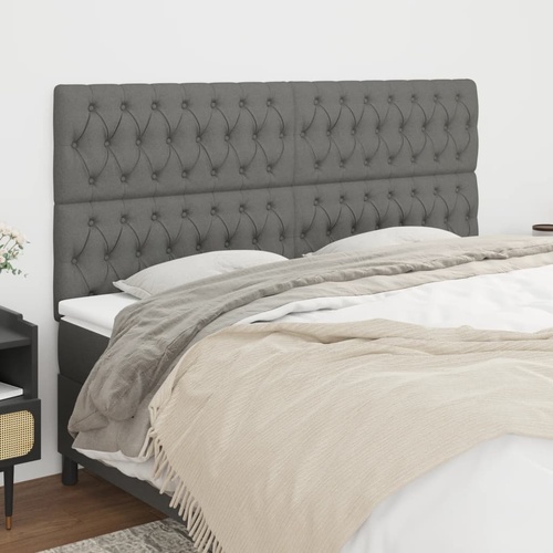 Headboard Dark Grey 200x7x118/128 cm Fabric