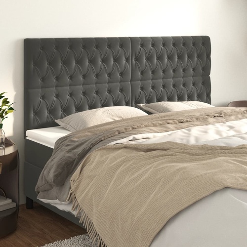 Headboard Dark Grey 200x7x118/128 cm Velvet
