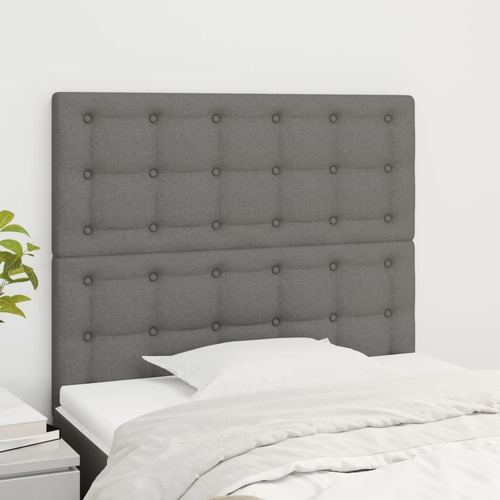 Headboard Dark Grey 100x5x118/128 cm Fabric