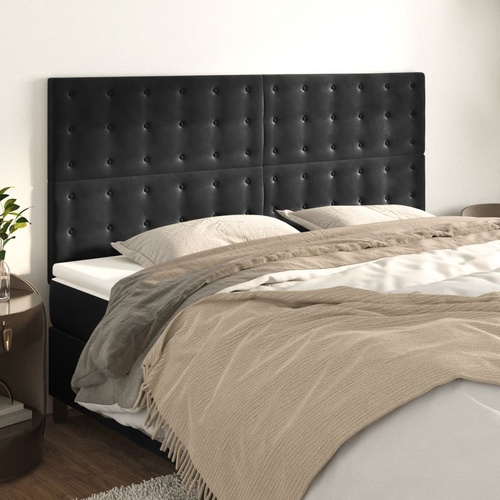 Headboard Black 160x5x118/128 cm Velvet