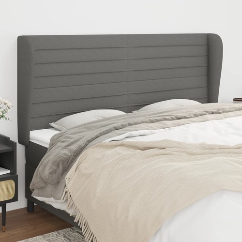 Headboard with Ears Dark Grey 163 cm Fabric