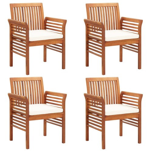 Garden Dining Chairs with Cushions 4 pcs Solid Wood Acacia