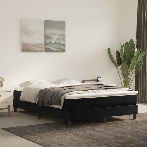 Box Spring Bed Frame Black Queen Velvet
