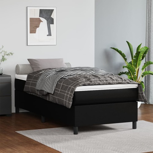 Bed Frame Black 106x203 cm King Single Size Faux Leather