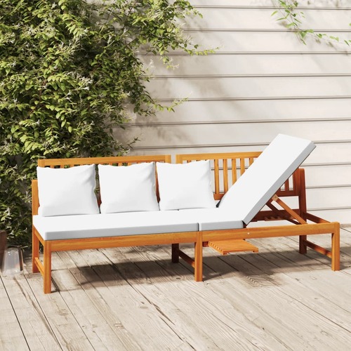 Day Bed with Cream Cushion 200x60x75 cm Solid Wood Acacia