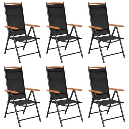 Folding Garden Chairs 6 pcs Textilene Black