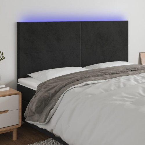 LED Headboard Black 160 cm Velvet