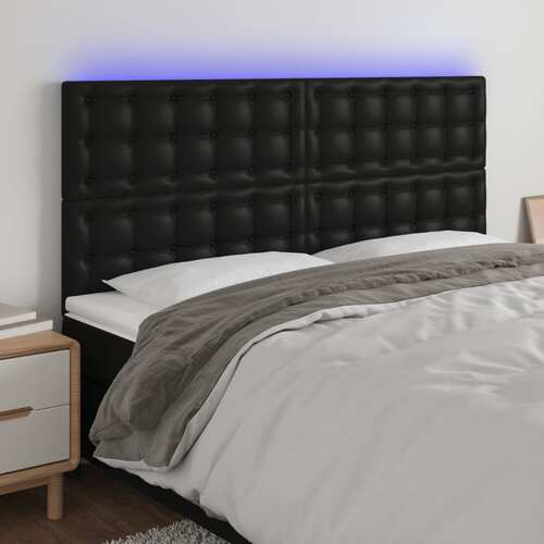LED Headboard Black 200 cm Faux Leather