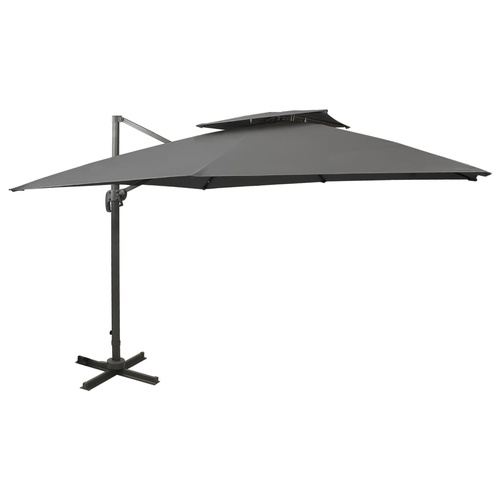 Cantilever Garden Parasol with Double Top 300x300 cm Anthracite