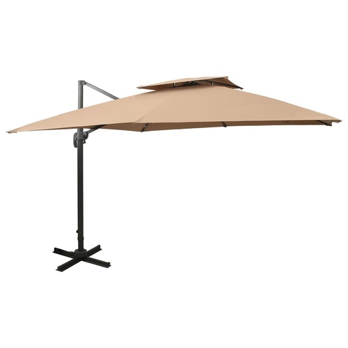 Cantilever Garden Parasol with Double Top 300x300 cm Taupe