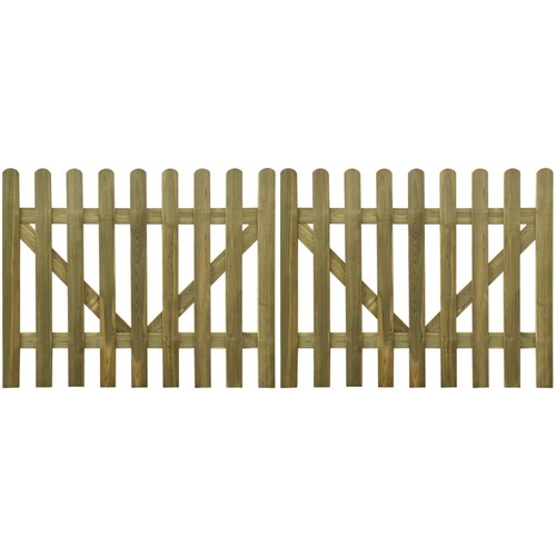 Picket Fence Gate 2 pcs Impregnated Wood 300x120 cm