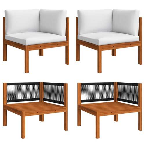 Garden Corner Sofas 2 pcs with Cushions Wood Acacia&Rope
