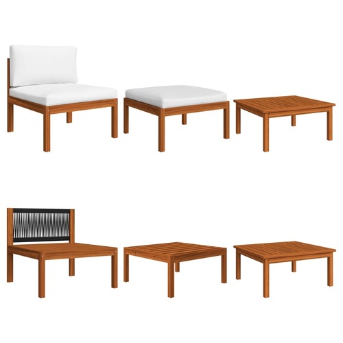 3 Piece Garden Lounge Set with Cushions Wood Acacia&Rope