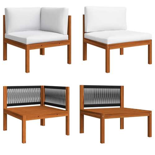 2 Piece Garden Lounge Set with Cushions Wood Acacia&Rope