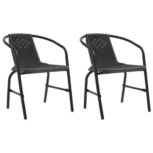 Garden Chairs 2 pcs Plastic Rattan and Steel 110 kg
