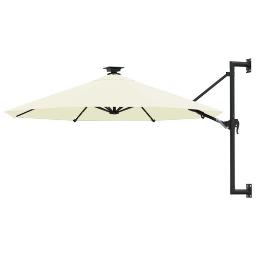 Wall-mounted Garden Parasol with LEDs 300 cm Sand