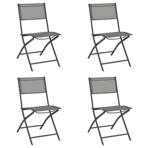 Folding Outdoor Chairs 4 pcs Grey Steel and Textilene