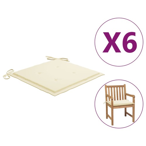 Garden Chair Cushions 6 pcs Cream 50x50x3 cm Oxford Fabric