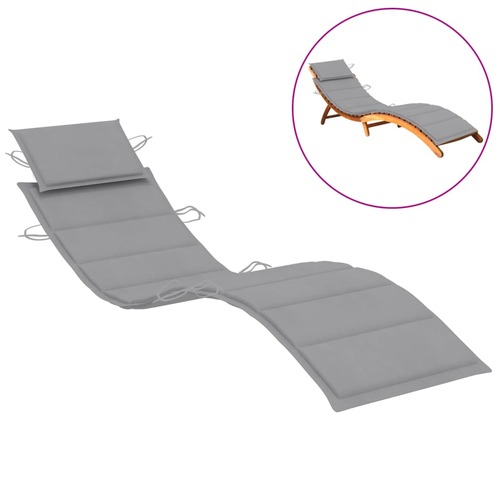 Sun Lounger Cushion Grey 186x58x4cm Oxford Fabric