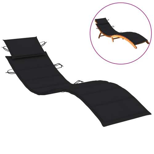 Sun Lounger Cushion Black 186x58x4cm Oxford Fabric