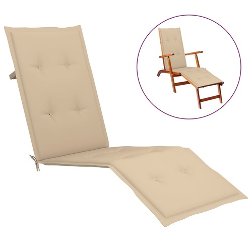 Deck Chair Cushion Beige (75+105)x50x3 cm