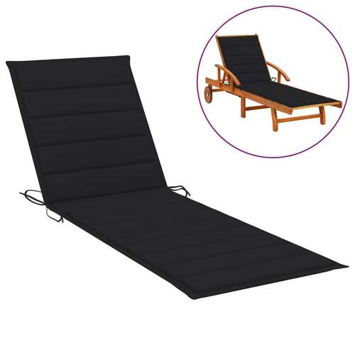 Sun Lounger Cushion Black 200x70x3cm Oxford Fabric
