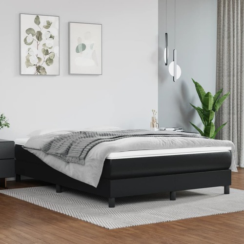 Box Spring Bed with Mattress Black 137x190 cm Faux Leather