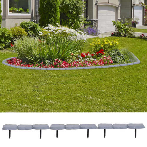 Lawn Edging with Stakes 30 pcs PP