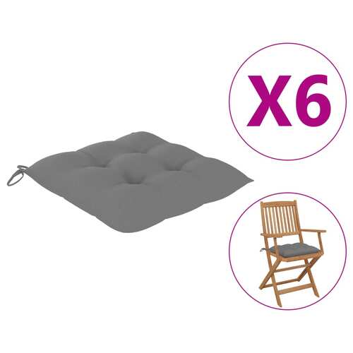Chair Cushions 6 pcs Grey 40x40x7 cm Oxford Fabric