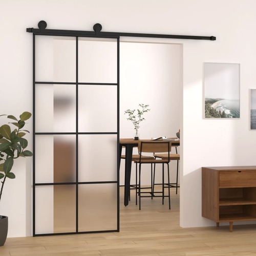 Sliding Door with Hardware Set 90x205 cm ESG Glass&Aluminium