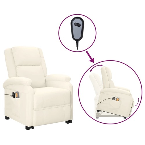 Stand up Massage Chair Cream Faux Leather