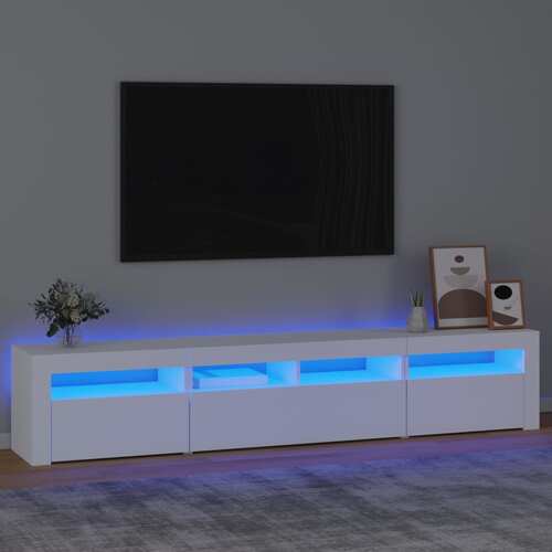 TV Cabinet with LED Lights White 210x35x40 cm