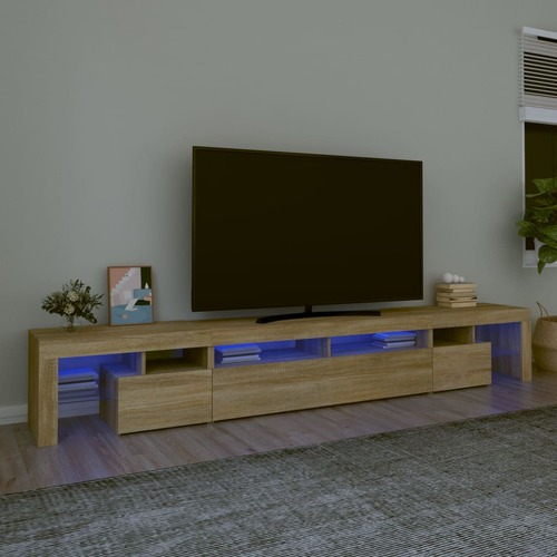 TV Cabinet with LED Lights Sonoma Oak 260x36.5x40 cm