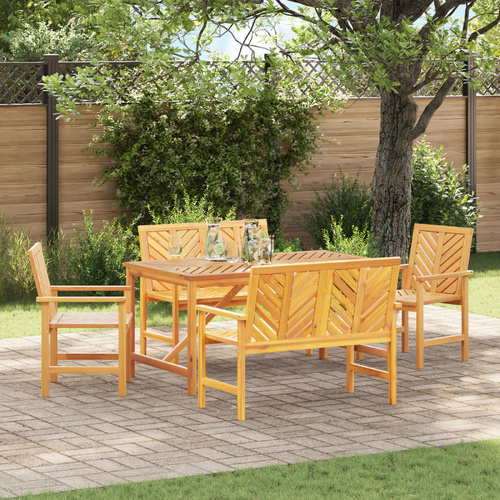5 Piece Garden Dining Set Solid Wood Acacia
