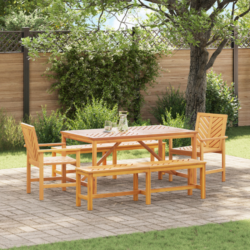 5 Piece Garden Dining Set Solid Wood Acacia