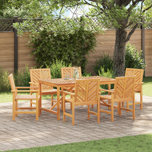 Garden Dining Set 6 pcs Brown Medium Solid wood