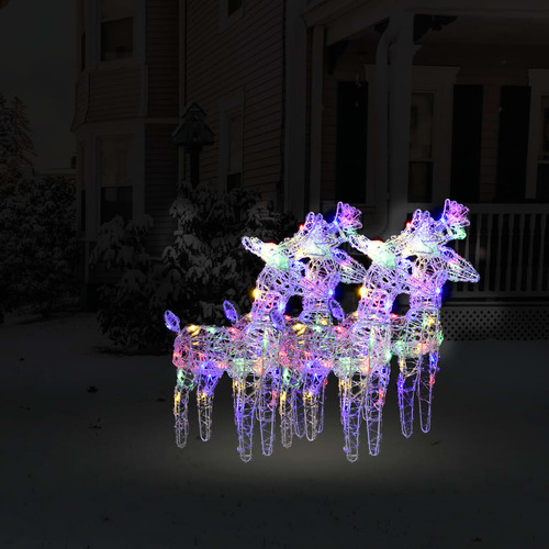 Christmas Reindeers 4 pcs Multicolour 160 LEDs Acrylic