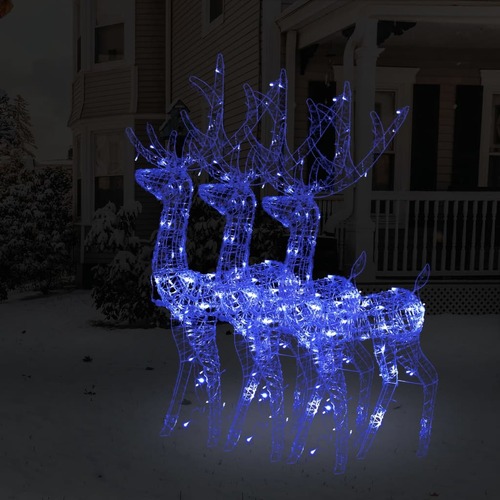 Acrylic Reindeer Christmas Decorations 3 pcs 120 cm Blue