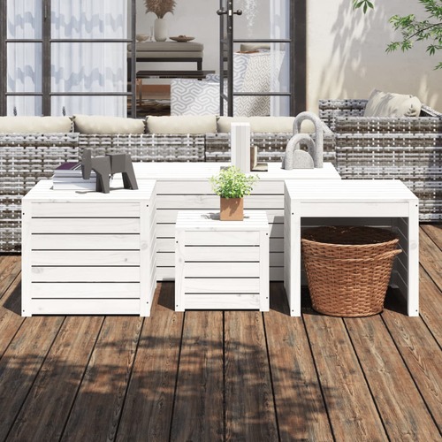 4 Piece Garden Box Set White Solid Wood Pine