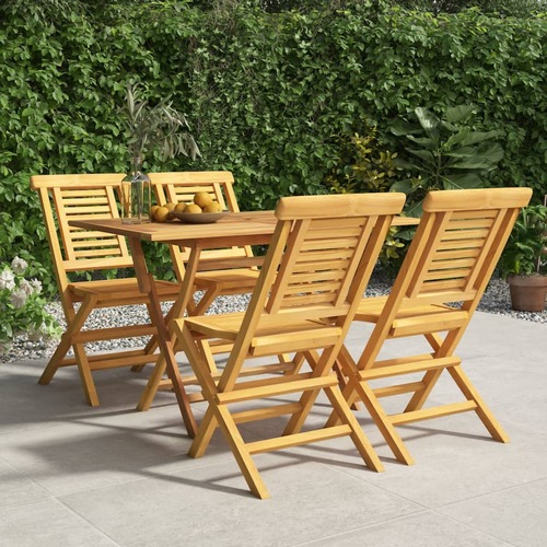 5 Piece Garden Dining Set Solid Wood Teak