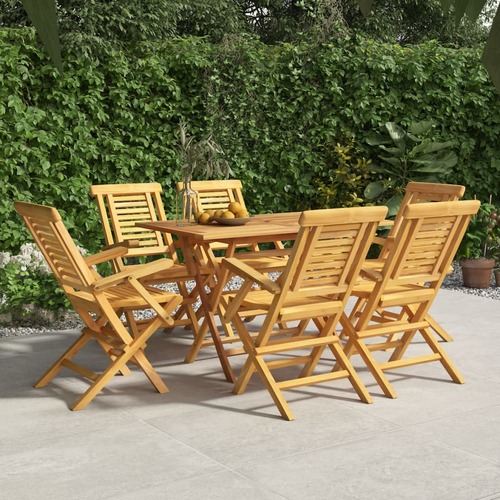 7 Piece Garden Dining Set Solid Wood Teak