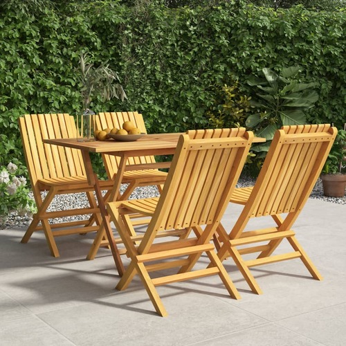5 Piece Garden Dining Set Solid Wood Teak