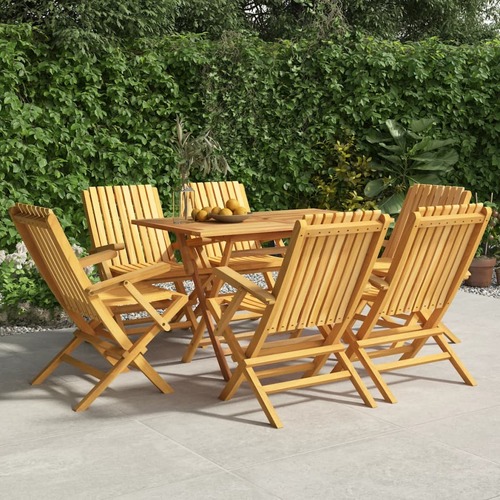 7 Piece Garden Dining Set Solid Wood Teak
