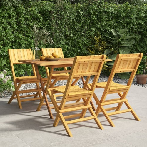 5 Piece Garden Dining Set Solid Wood Teak