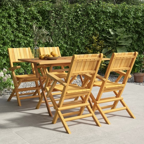 5 Piece Garden Dining Set Solid Wood Teak