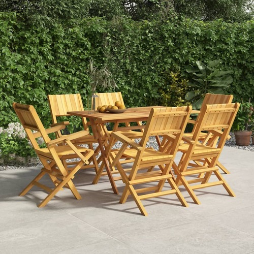 7 Piece Garden Dining Set Solid Wood Teak