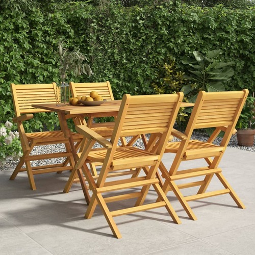 5 Piece Garden Dining Set Solid Wood Teak