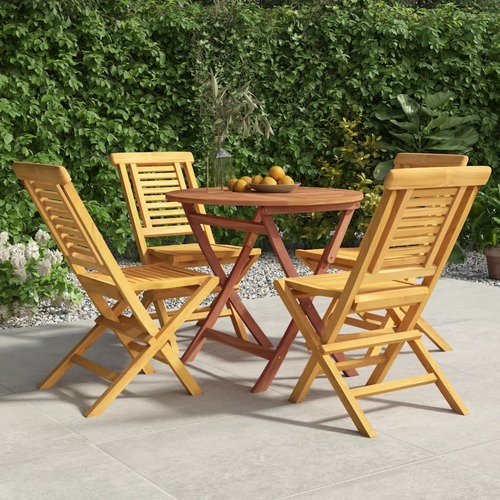 5 Piece Garden Dining Set Solid Wood Teak