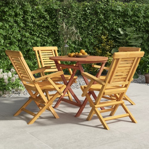 5 Piece Garden Dining Set Solid Wood Teak